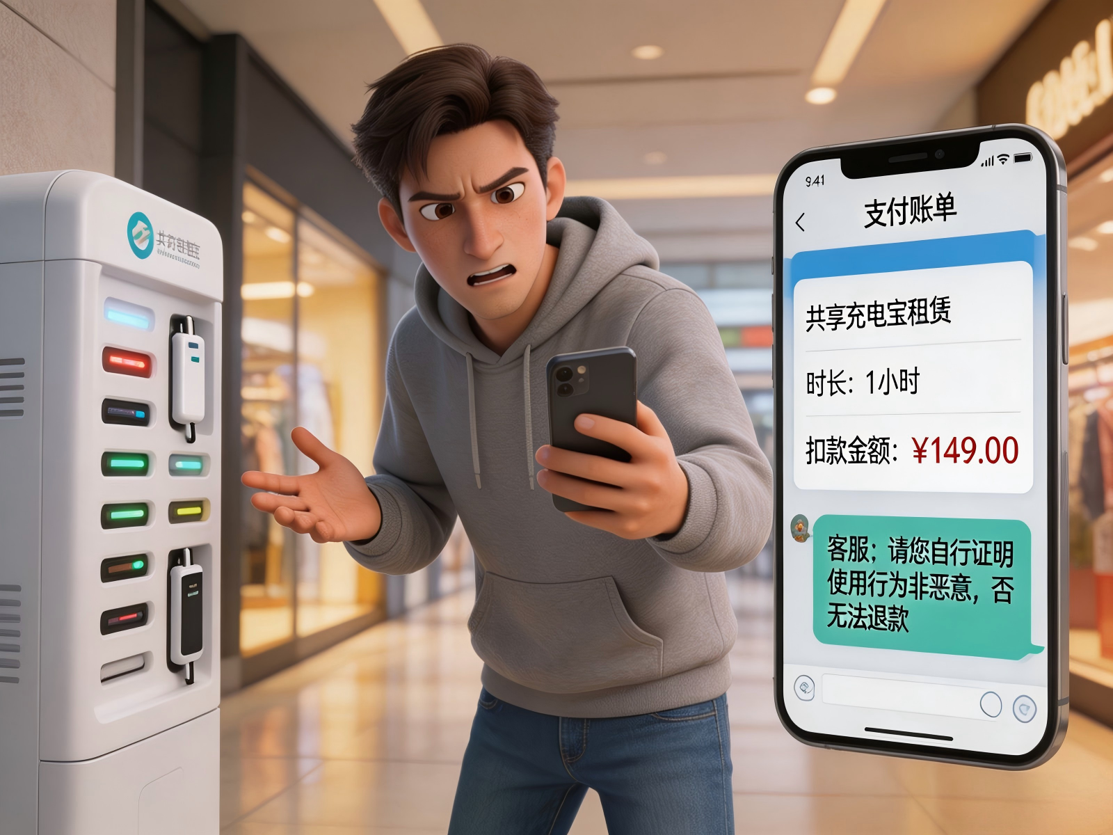 借个充电宝，扣费149元还要