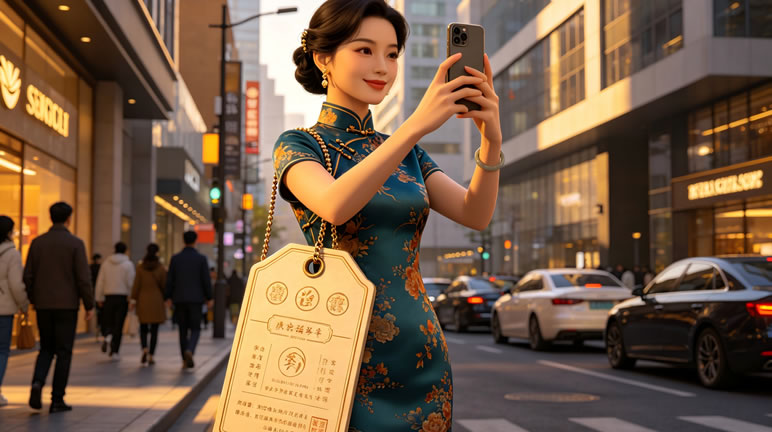 旗袍未剪标，街头成秀场：