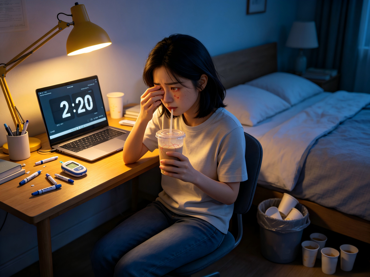 27岁糖尿病女孩熬夜喝奶茶差点失明，医生痛心：年轻人别拿身体开玩笑