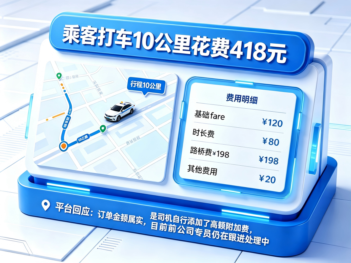 乘客打车10公里花费418元引热议 平台回应：系司机私自添加高额附加费