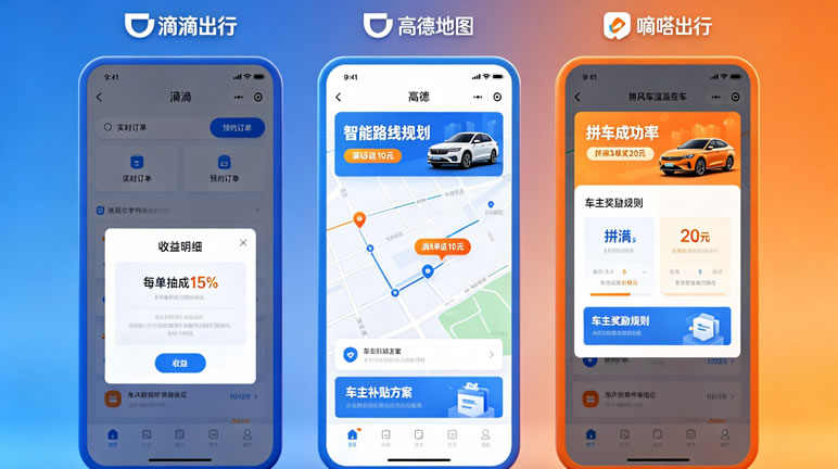 司机端看三大顺风车平台：滴滴、高德、嘀嗒差异对比分析